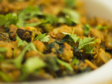 Nutty Eggplant, Chickpea and Kale Curry