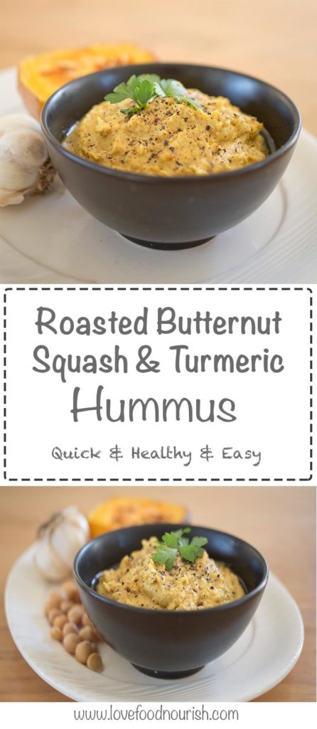 Roasted Butternut Squash and Turmeric Hummus - A healthy and nutritious hummus made with delicious Butternut Squash and Turmeric.