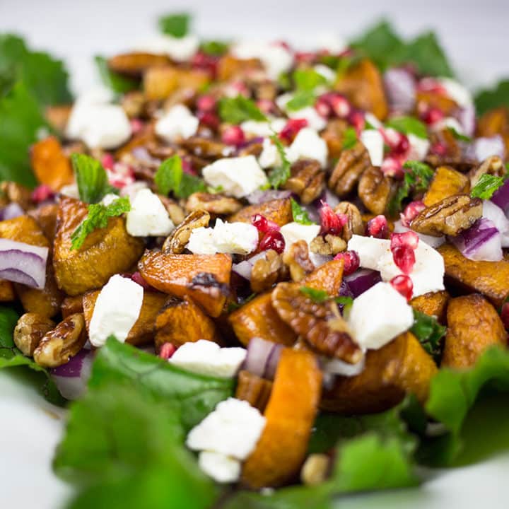 Roasted Sweet Potato Salad with Feta and Pomegranate