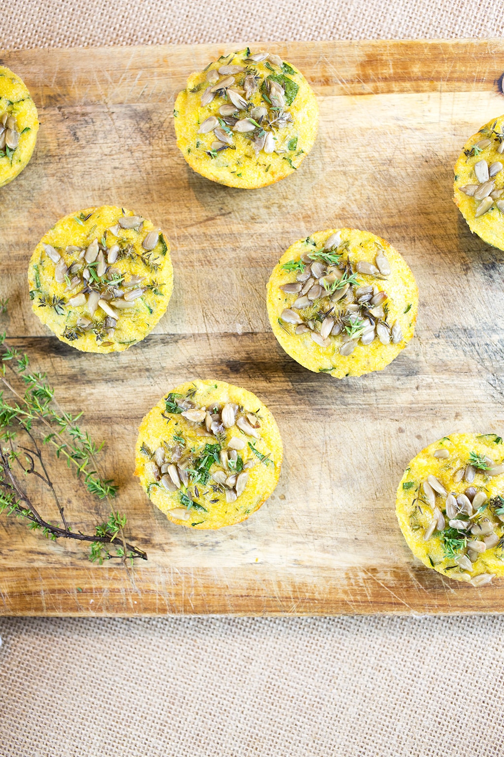 Close up of gluten free and paleo savoury muffins on chopping board