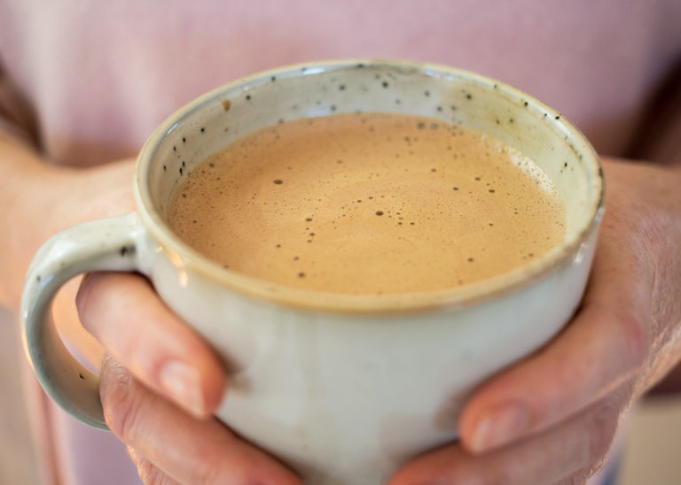 Mug of Paleo Hot Chocolate with Anti-Inflammatory Spices.