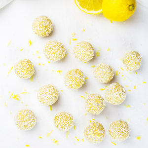 Close up of lemon bliss balls