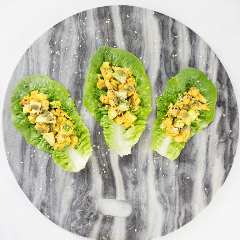Curried Chickpea Lettuce Wraps (Vegan)