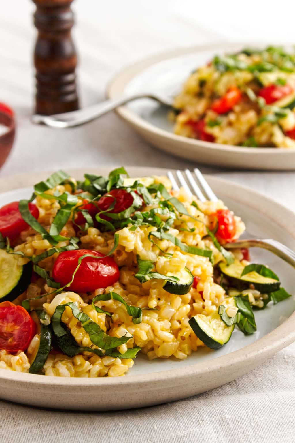 Dairy-Free Risotto with Zucchini and Tomatoes (Vegan) - Love Food Nourish