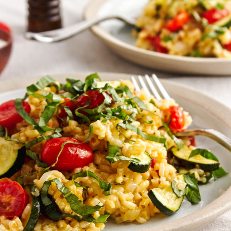 Dairy-Free Risotto with Zucchini and Tomatoes (Vegan)