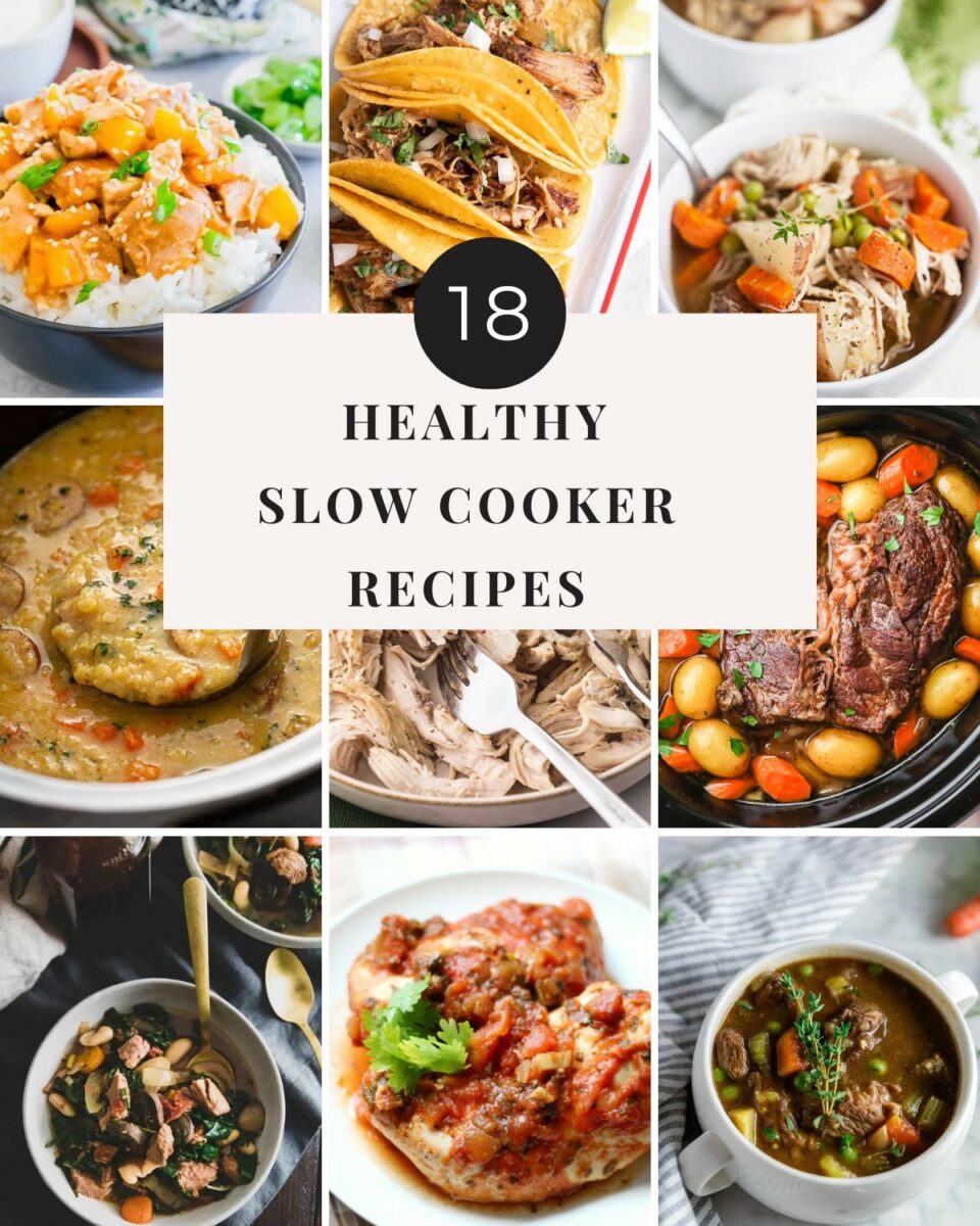 Pinterest collage of slow cooker recipes.