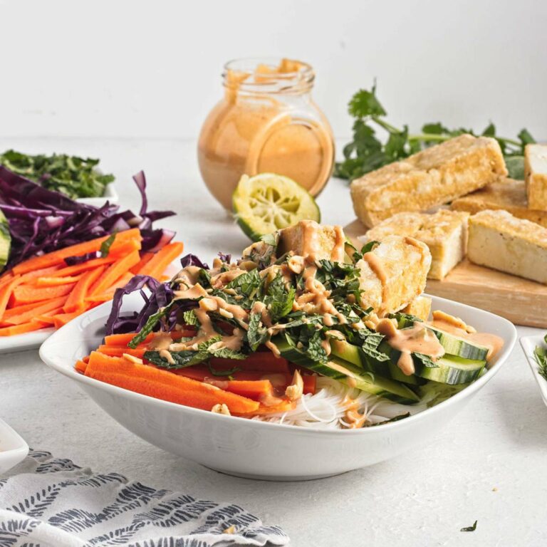 Tofu Noodle Bowl with Peanut Sauce