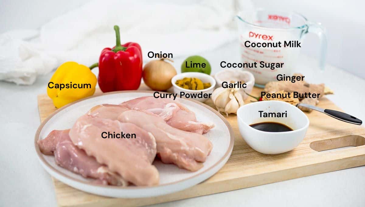 Satay Chicken ingredients on board.